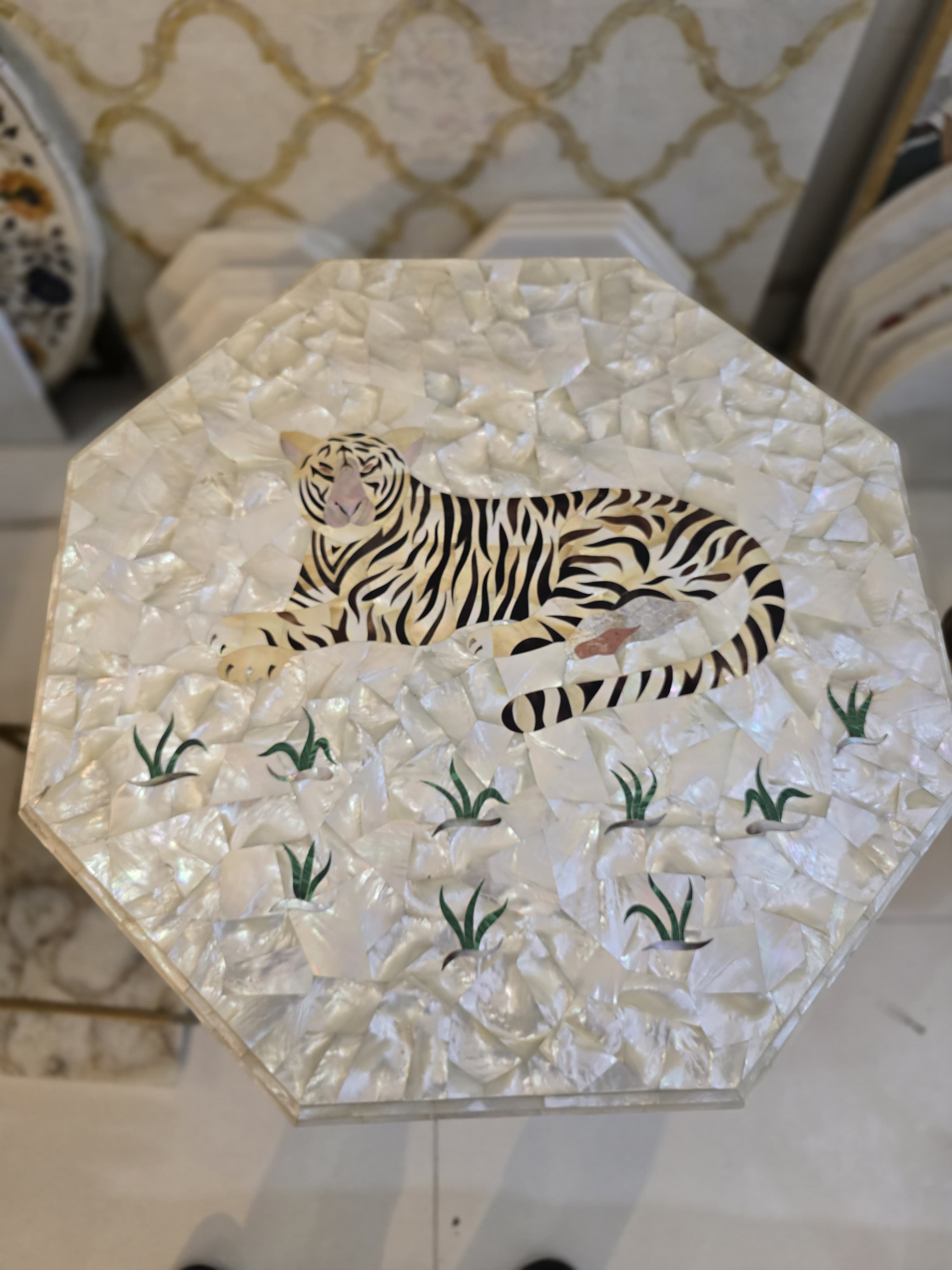 Tiger Inlay Marble Table