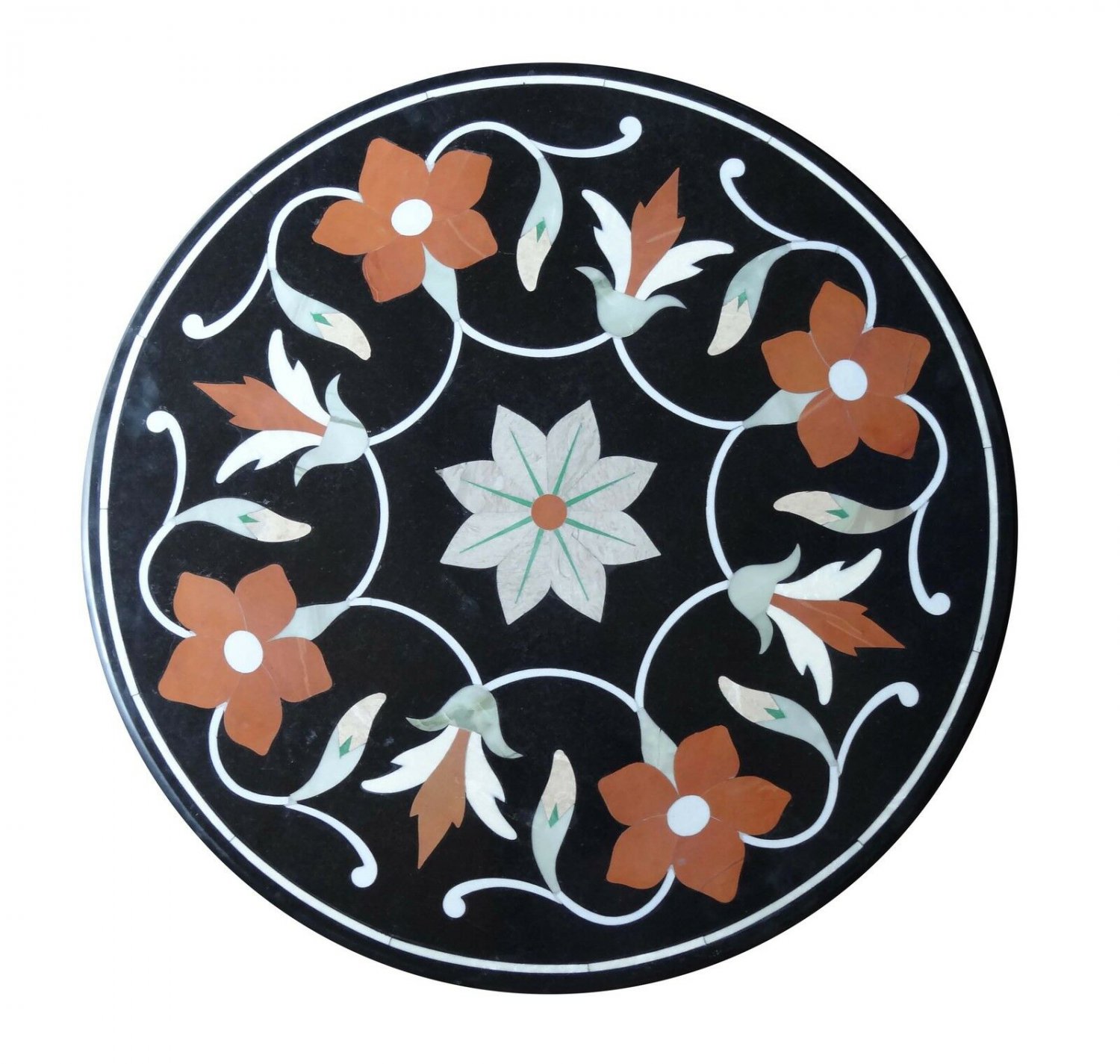 Elegant Black Marble with Orange Florals